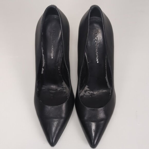 BCBGeneration Flash Leather Stiletto Pumps Pointed Toe Black High Heels Size 7 - Picture 8 of 14